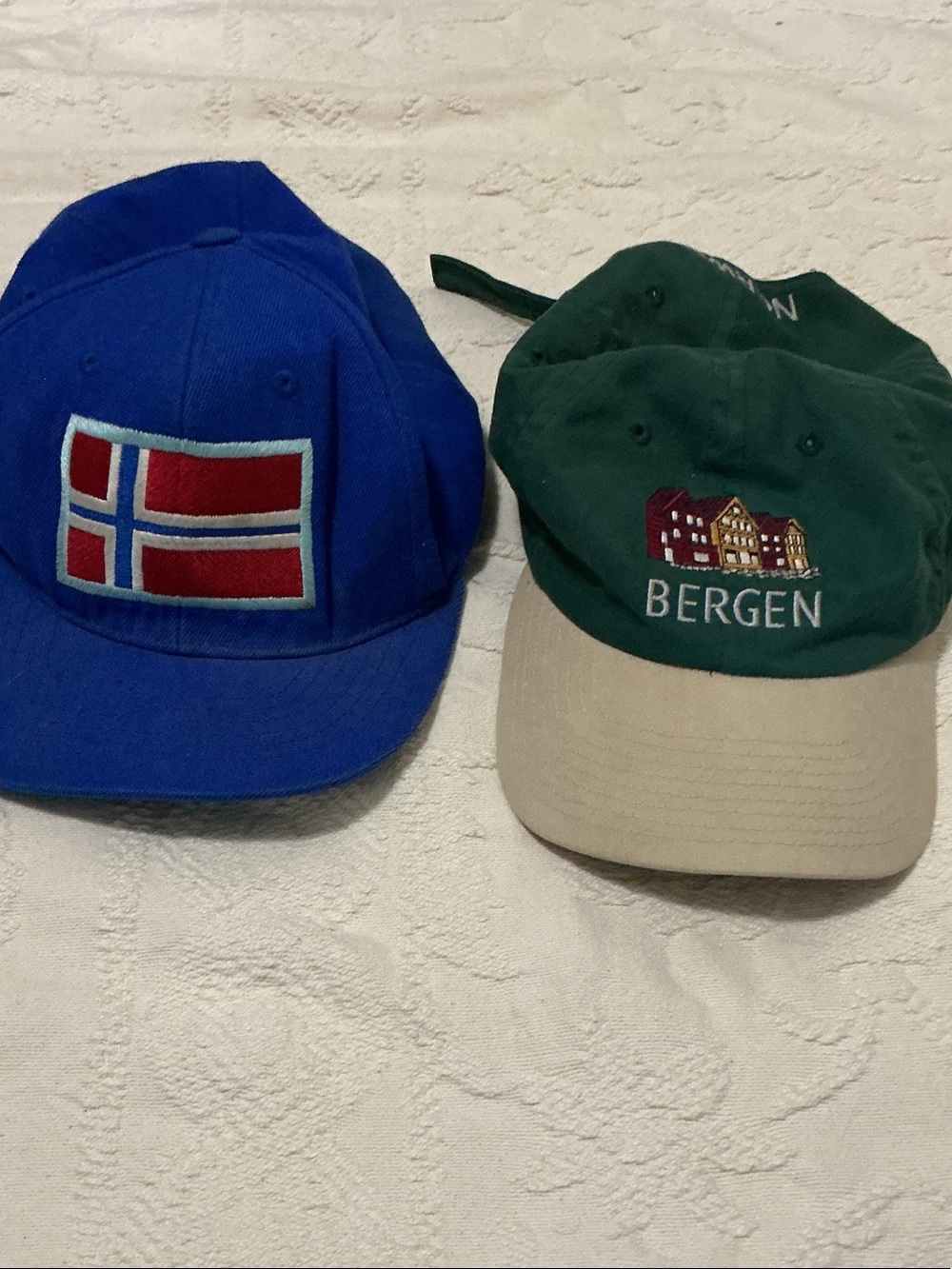 NOR Blue Cap with Red Script Logo and green Bergen cap